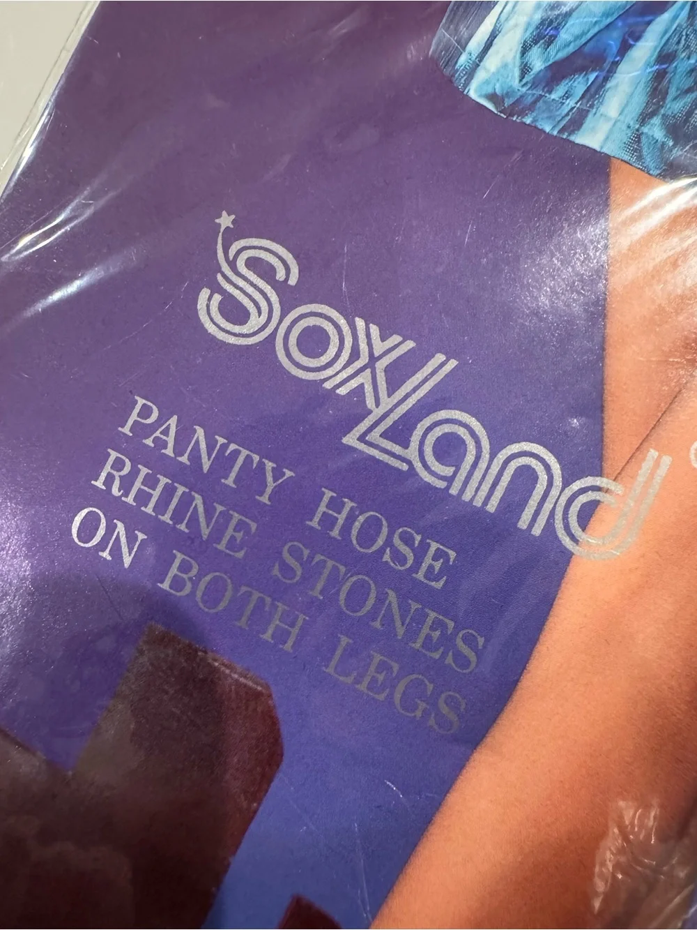 Vintage 1989 Pantyhose SoxLand Black w Rhinestone Accent OS 100-165 lbs